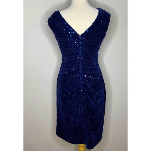 **NWOT ** Eliza J Velvet Allover Sequin Sheath Dress Navy Blue - Picture 3 of 17